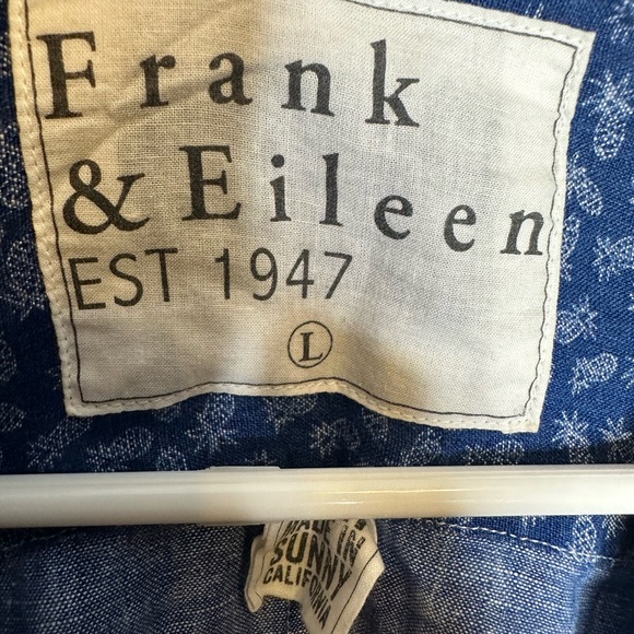 Frank & Eileen Linen pineapple print dress blue and white size large - Picture 2 of 6
